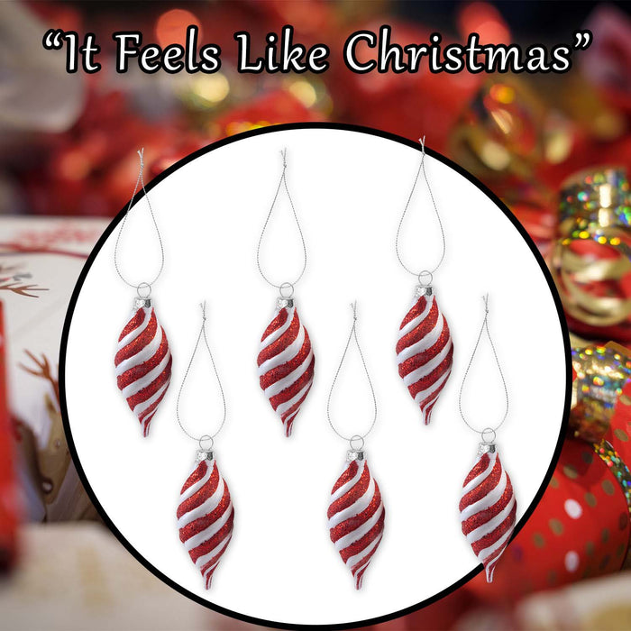 Christmas Teardrop Hanging Decoration 11cm x 12cm Red X 6