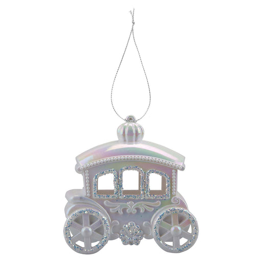 Christmas Carriage Hanging Decoration 11cm x 5cm Silver X 1