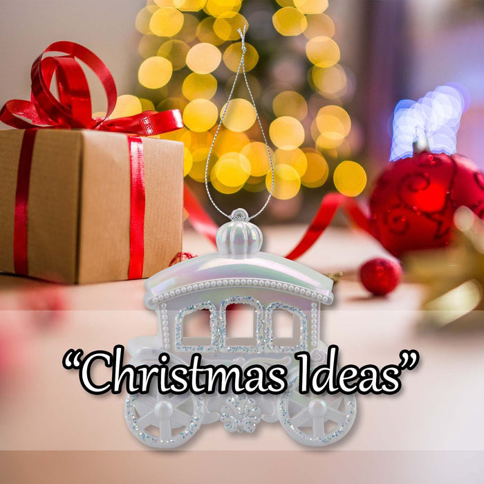 Christmas Carriage Hanging Decoration 11cm x 5cm Silver X 1