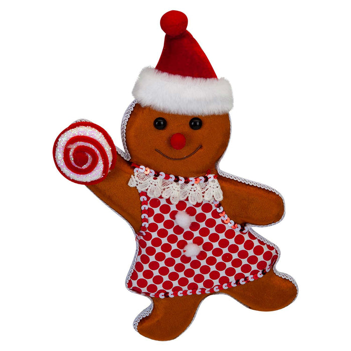 Christmas Ginger Bread Woman Hanging Decoration 31cm x 20cm Red X 1