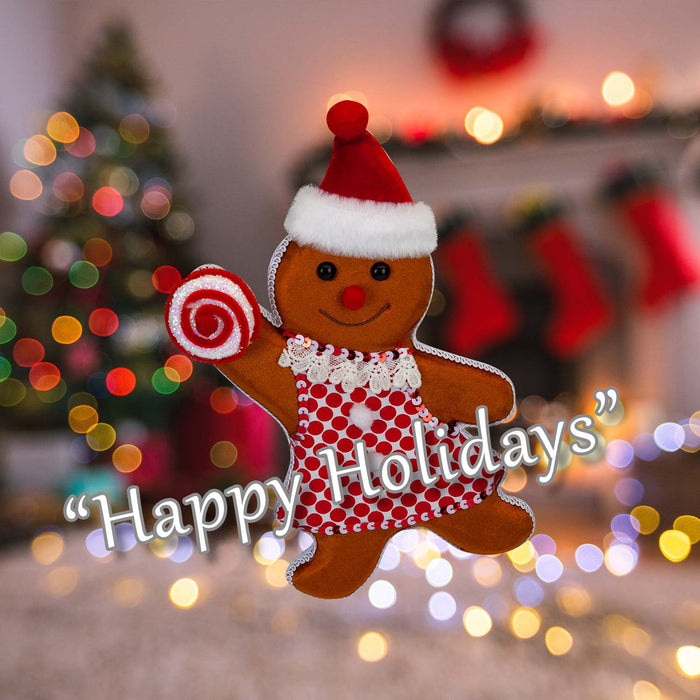 Christmas Ginger Bread Woman Hanging Decoration 31cm x 20cm Red X 1