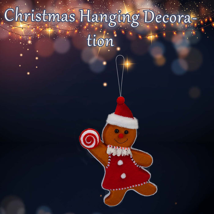 Christmas Ginger Bread Woman Hanging Decoration 31cm x 20cm Red X 1