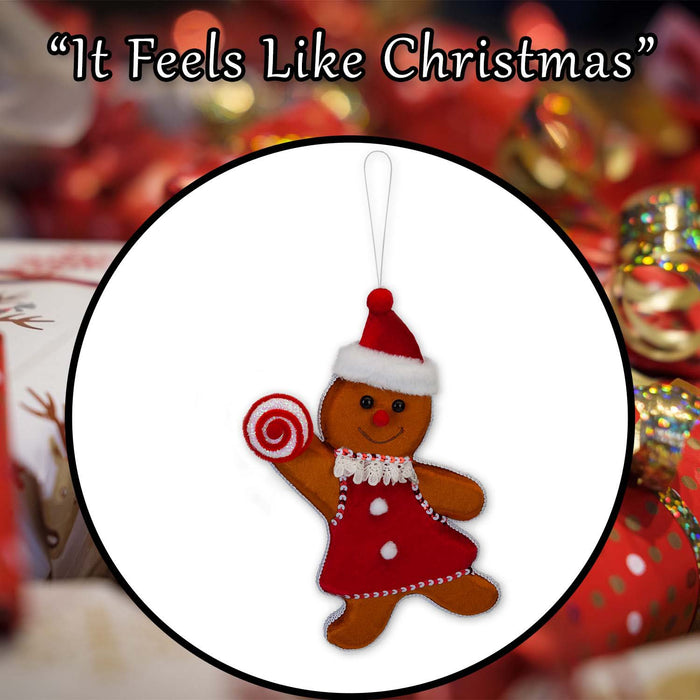 Christmas Ginger Bread Woman Hanging Decoration 31cm x 20cm Red X 1