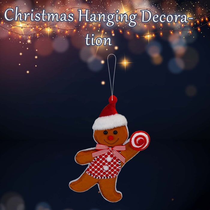 Christmas Ginger Bread Man Hanging Decoration 31cm x 7cm Red X 1