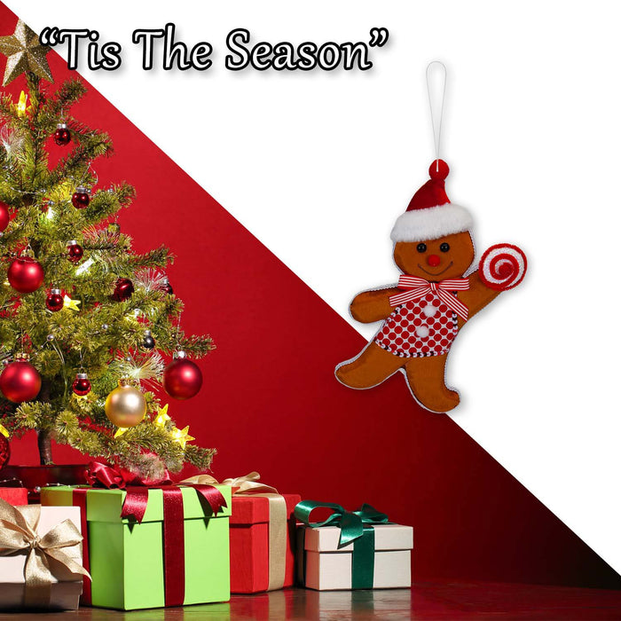 Christmas Ginger Bread Man Hanging Decoration 31cm x 7cm Red X 1
