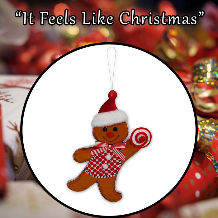 Christmas Ginger Bread Man Hanging Decoration 31cm x 7cm Red X 1