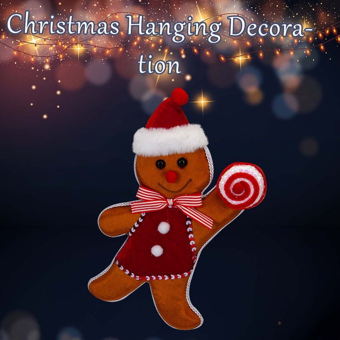 Christmas Ginger Bread Man Hanging Decoration 31cm x 7cm Red X 1