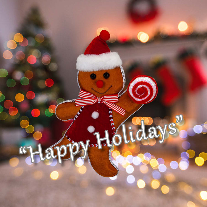 Christmas Ginger Bread Man Hanging Decoration 31cm x 7cm Red X 1