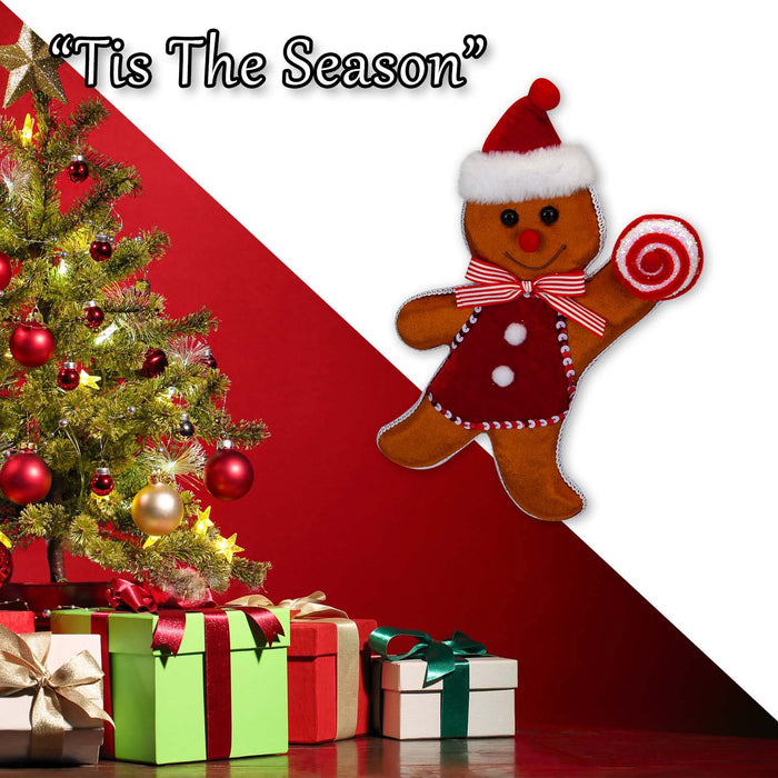 Christmas Ginger Bread Man Hanging Decoration 31cm x 7cm Red X 1