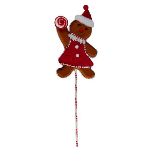Christmas Ginger Bread Woman Pick 68cm x 22cm Red X 1