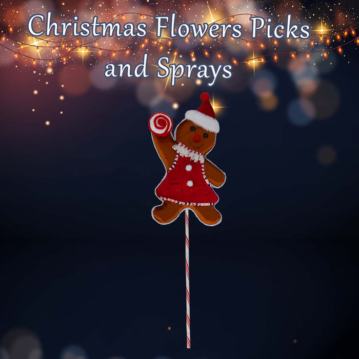 Christmas Ginger Bread Woman Pick 68cm x 22cm Red X 1