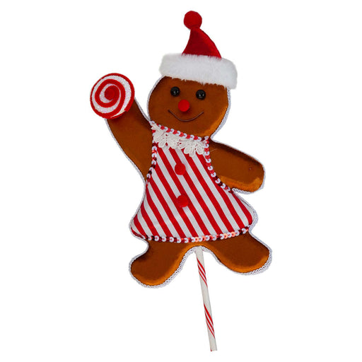 Christmas Ginger Bread Woman Pick 68cm x 22cm Red X 1