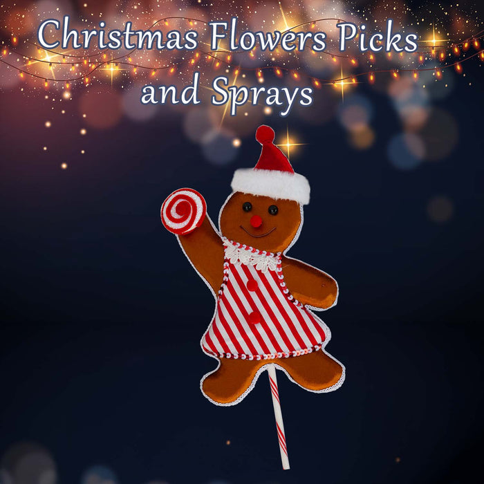 Christmas Ginger Bread Woman Pick 68cm x 22cm Red X 1