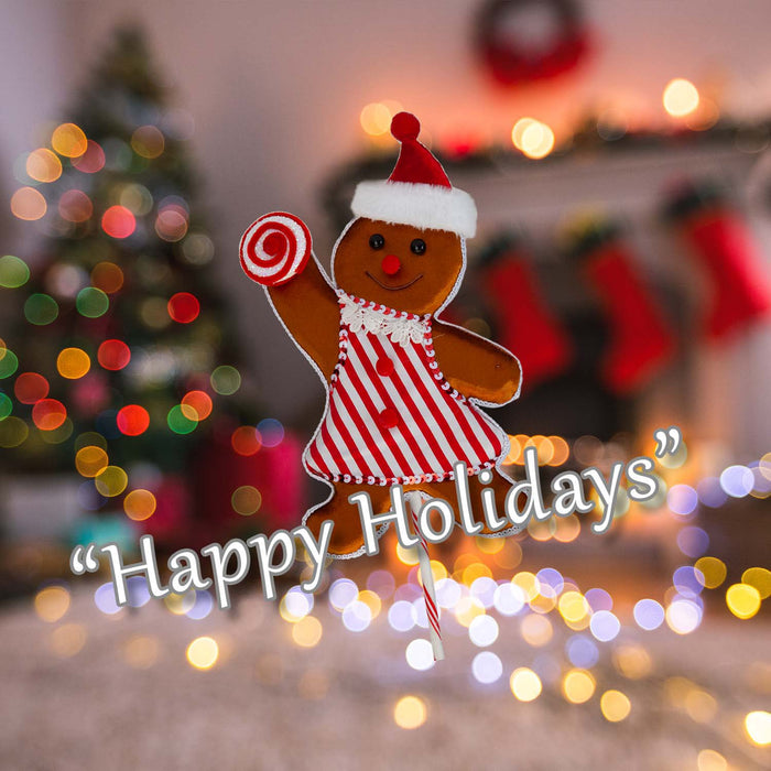 Christmas Ginger Bread Woman Pick 68cm x 22cm Red X 1