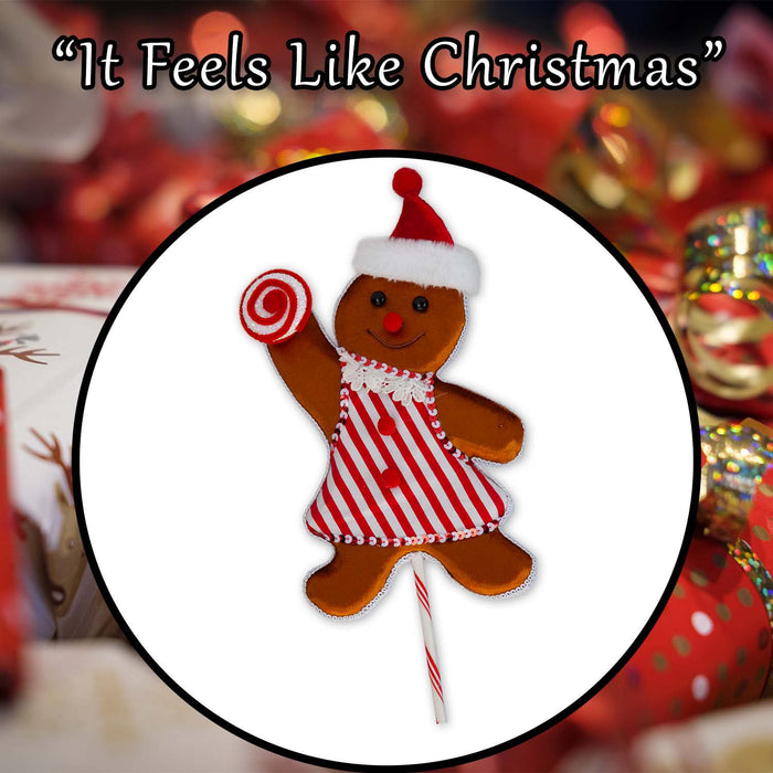 Christmas Ginger Bread Woman Pick 68cm x 22cm Red X 1