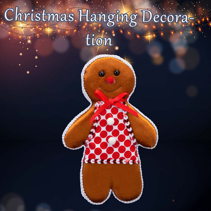 Christmas Ginger Bread Woman Hanging Decoration 20cm x 13cm Red X 1
