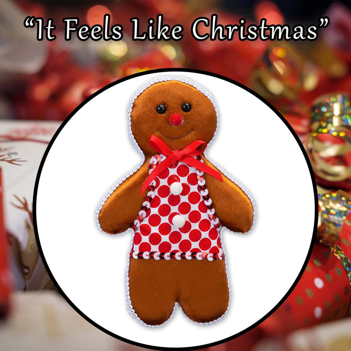 Christmas Ginger Bread Woman Hanging Decoration 20cm x 13cm Red X 1