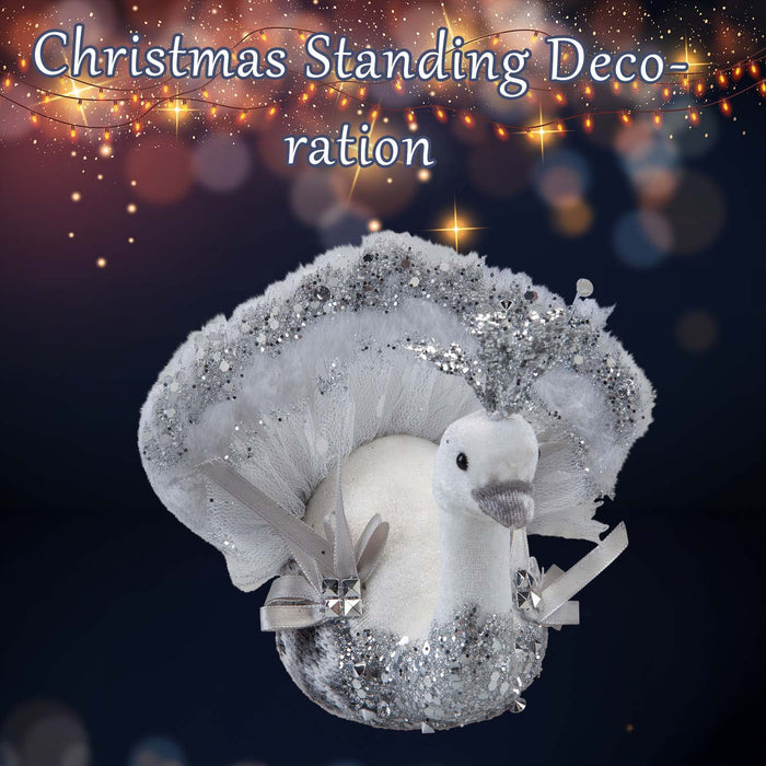 Christmas Velvet Turkey Decoration 13cm x 16cm Grey X 1