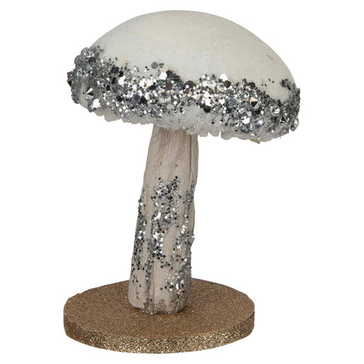 Christmas Velvet Mushroom Decoration 13cm x 9cm Silver X 1