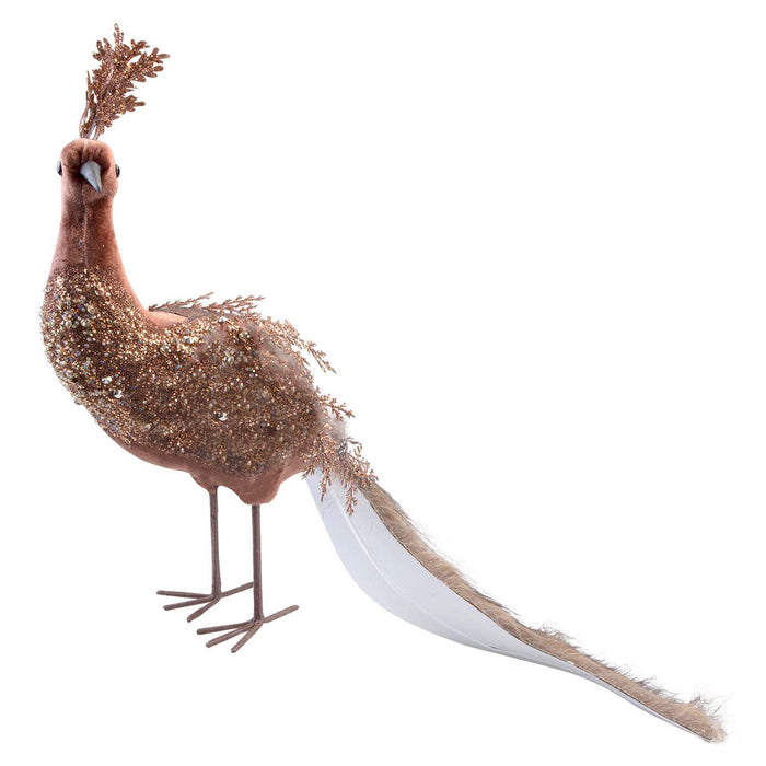 Christmas Peacock Decoration 33cm x 27cm Brown X 1