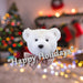 Christmas Flocking Bear Hanging Decoration 13cm x 14cm White X 1