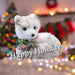Christmas Flocking Fox Decoration 14cm x 17cm White X 1