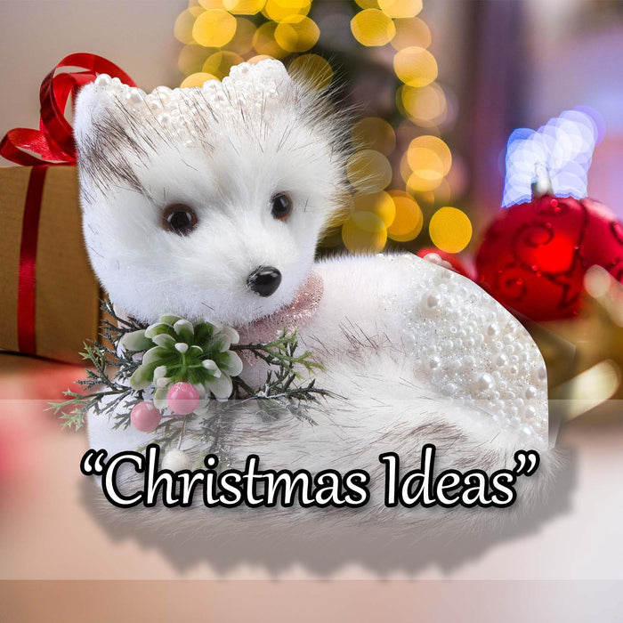 Christmas Flocking Fox Decoration 14cm x 17cm White X 1