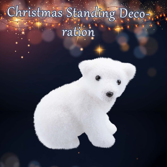 Christmas Sitting Bear Decoration 12cm x 8cm White X 1