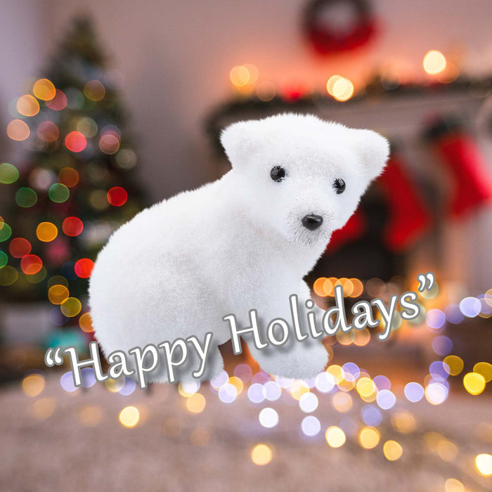 Christmas Sitting Bear Decoration 12cm x 8cm White X 1