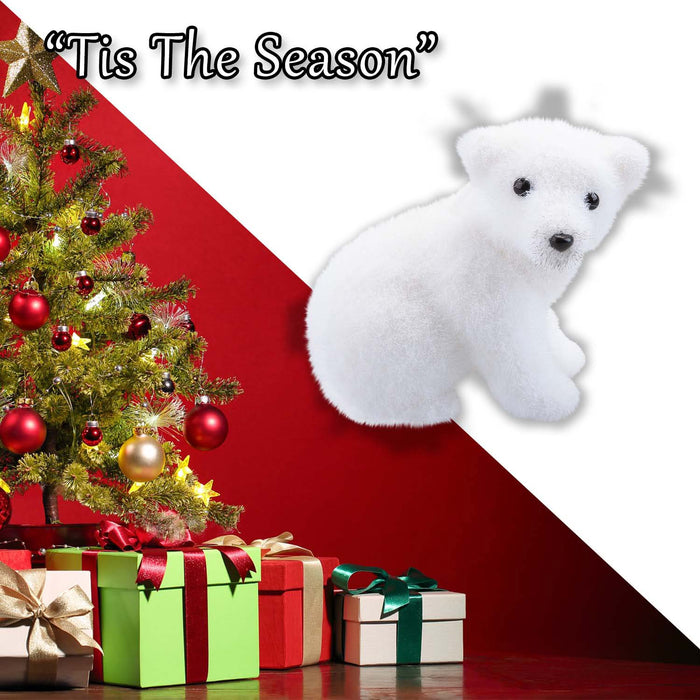 Christmas Sitting Bear Decoration 12cm x 8cm White X 1