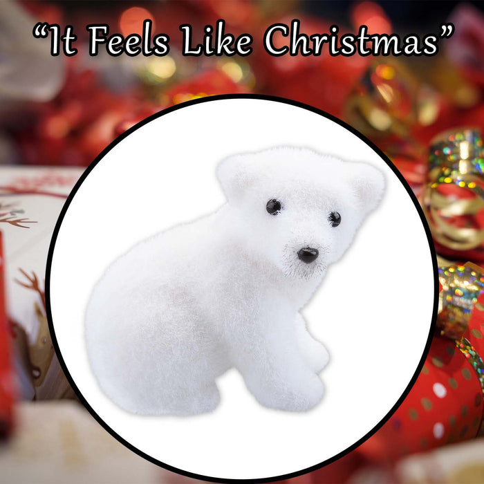 Christmas Sitting Bear Decoration 12cm x 8cm White X 1