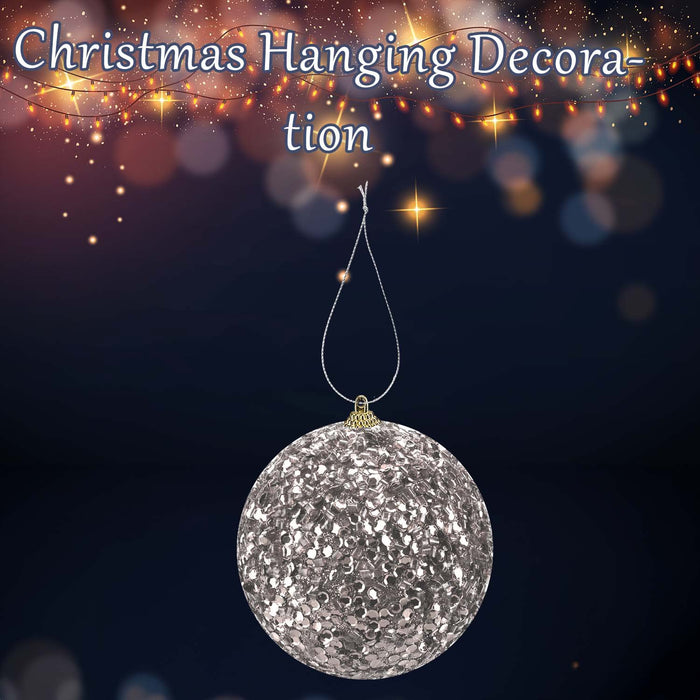 Christmas Hanging Ball Decoration 19cm x 10cm Silver X 1