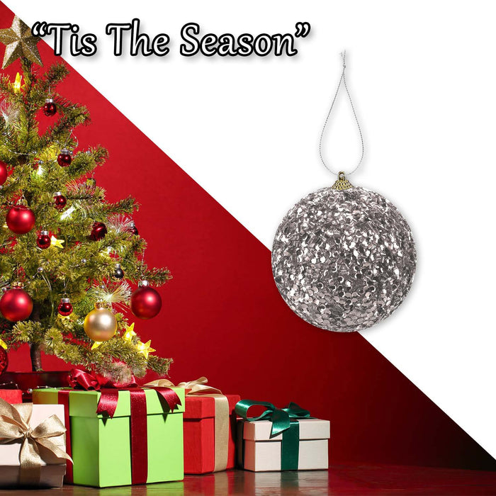 Christmas Hanging Ball Decoration 19cm x 10cm Silver X 1