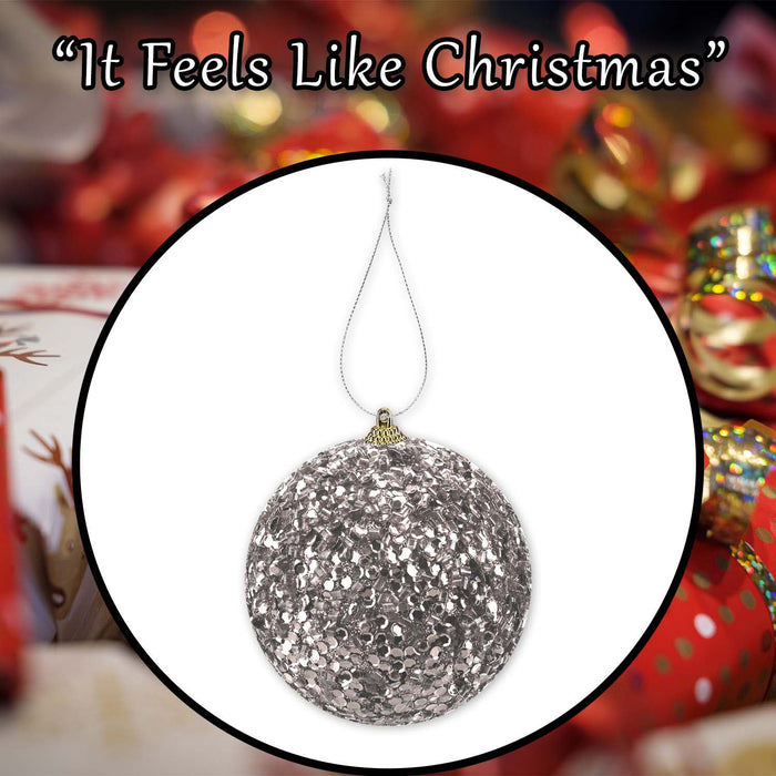 Christmas Hanging Ball Decoration 19cm x 10cm Silver X 1