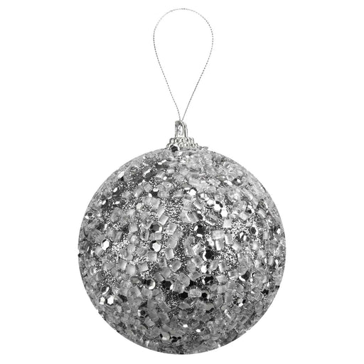 Christmas Hanging Ball Decoration 22cm x 8cm Silver X 1