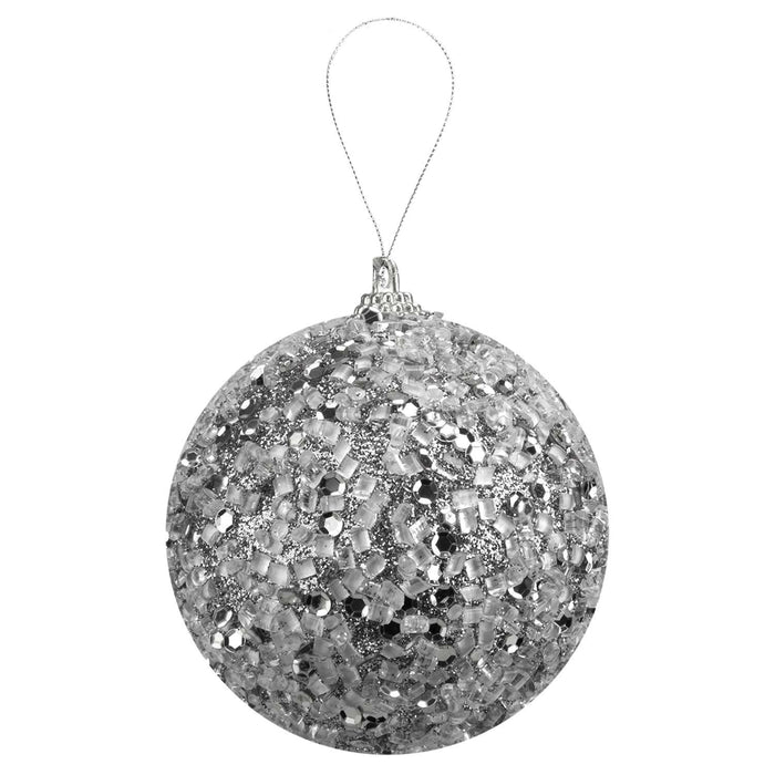 Christmas Hanging Ball Decoration 22cm x 8cm Silver X 1