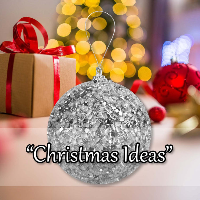 Christmas Hanging Ball Decoration 22cm x 8cm Silver X 1
