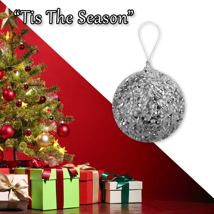 Christmas Hanging Ball Decoration 22cm x 8cm Silver X 1