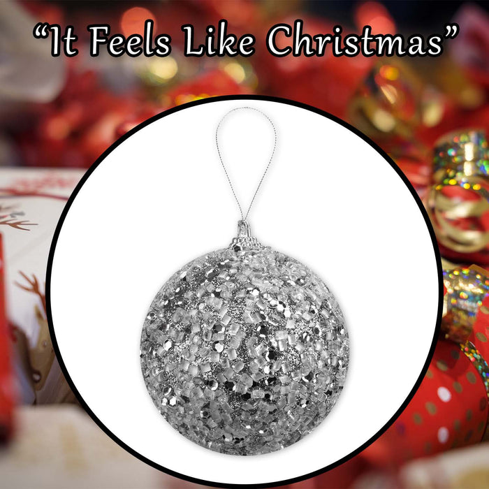 Christmas Hanging Ball Decoration 22cm x 8cm Silver X 1