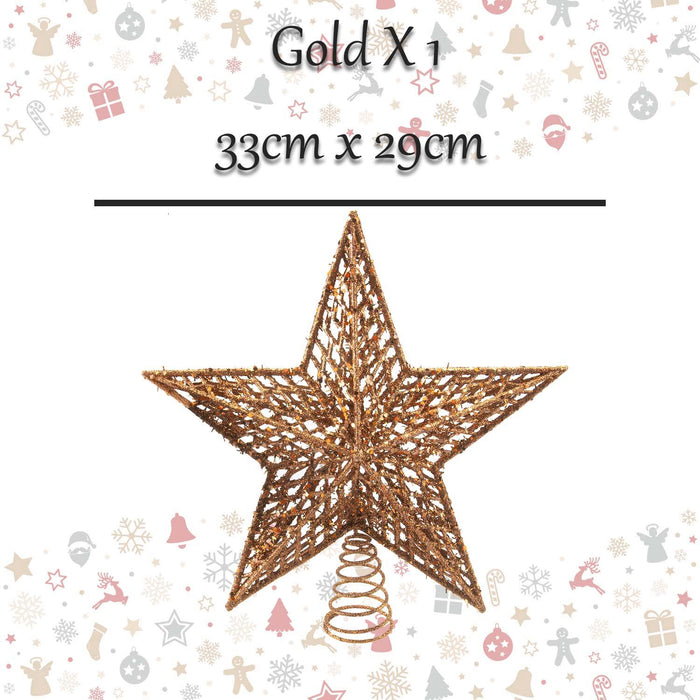 Christmas Star Tree Decoration 33cm x 29cm Gold X 1