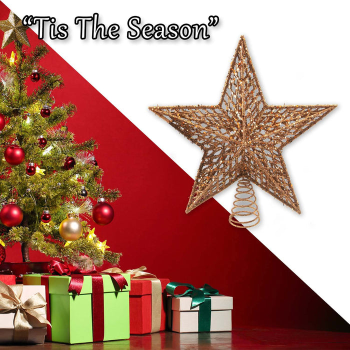 Christmas Star Tree Decoration 33cm x 29cm Gold X 1