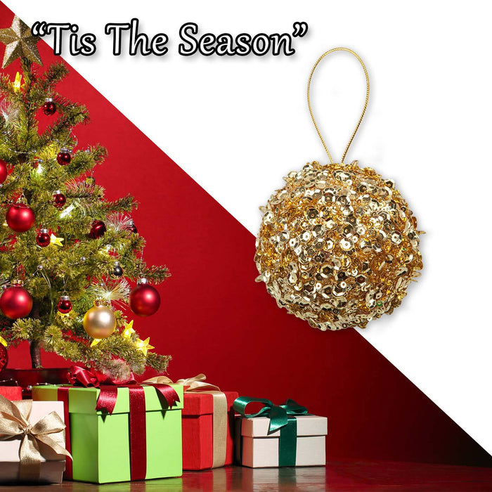Christmas Hanging Ball Decoration 20cm x 11cm Gold X 1