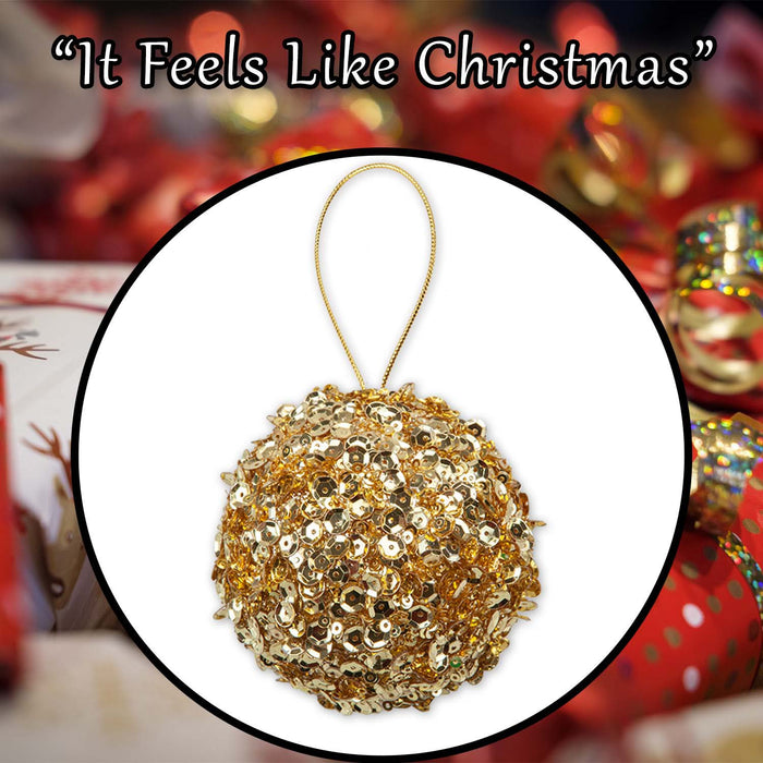 Christmas Hanging Ball Decoration 20cm x 11cm Gold X 1