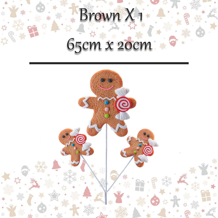 Christmas Gingerbread Man Spray 65cm x 20cm Brown X 1