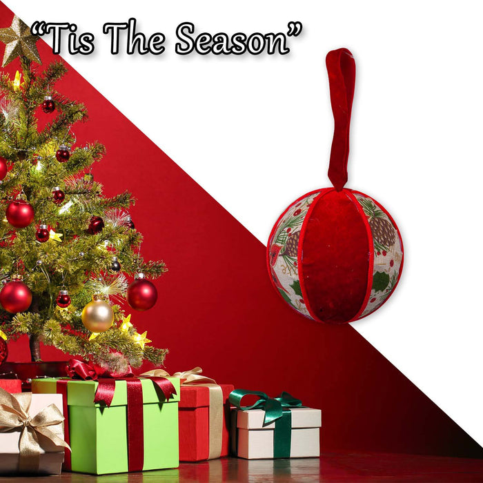 Christmas Hanging Ball Decoration 18cm x 10cm Red X 1