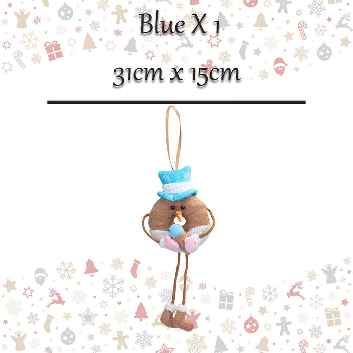 Christmas Hanging Decoration 31cm x 15cm Blue X 1