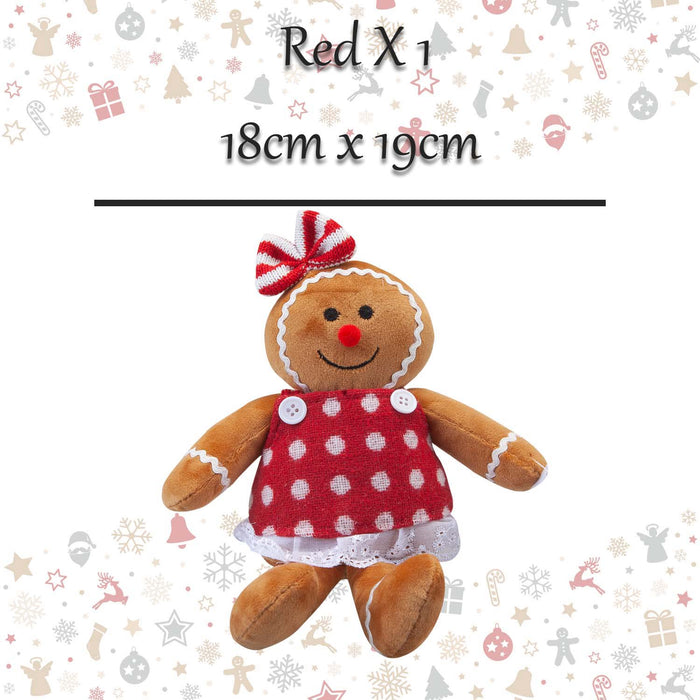 Christmas Gingerbread Woman Decoration 18cm x 19cm Red X 1