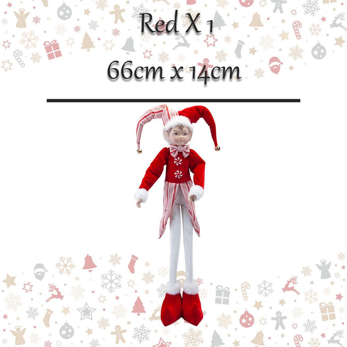 Christmas Standing Elf Decoration 66cm x 14cm Red X 1