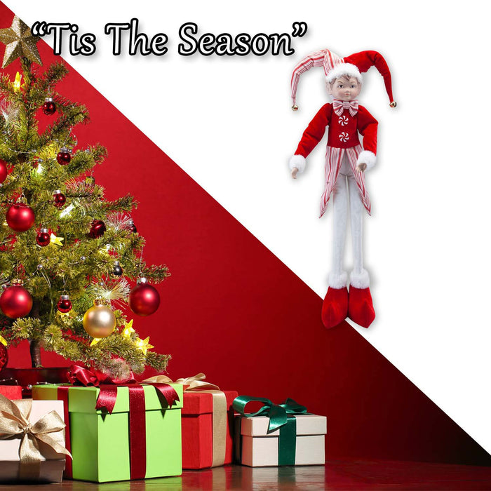 Christmas Standing Elf Decoration 66cm x 14cm Red X 1