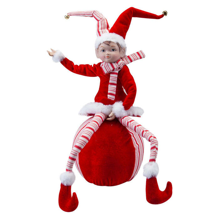 Christmas Sitting Elf Decoration 62cm x 20cm Red X 1